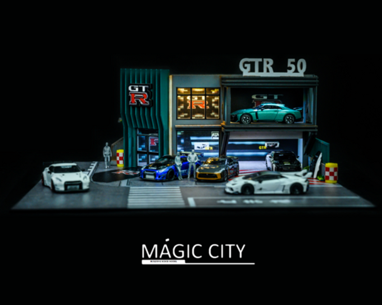 1/64 Magic City Nissan GTR GT-R Theme Double Level Exhibition Hall Diorama (car models and figures NOT included)