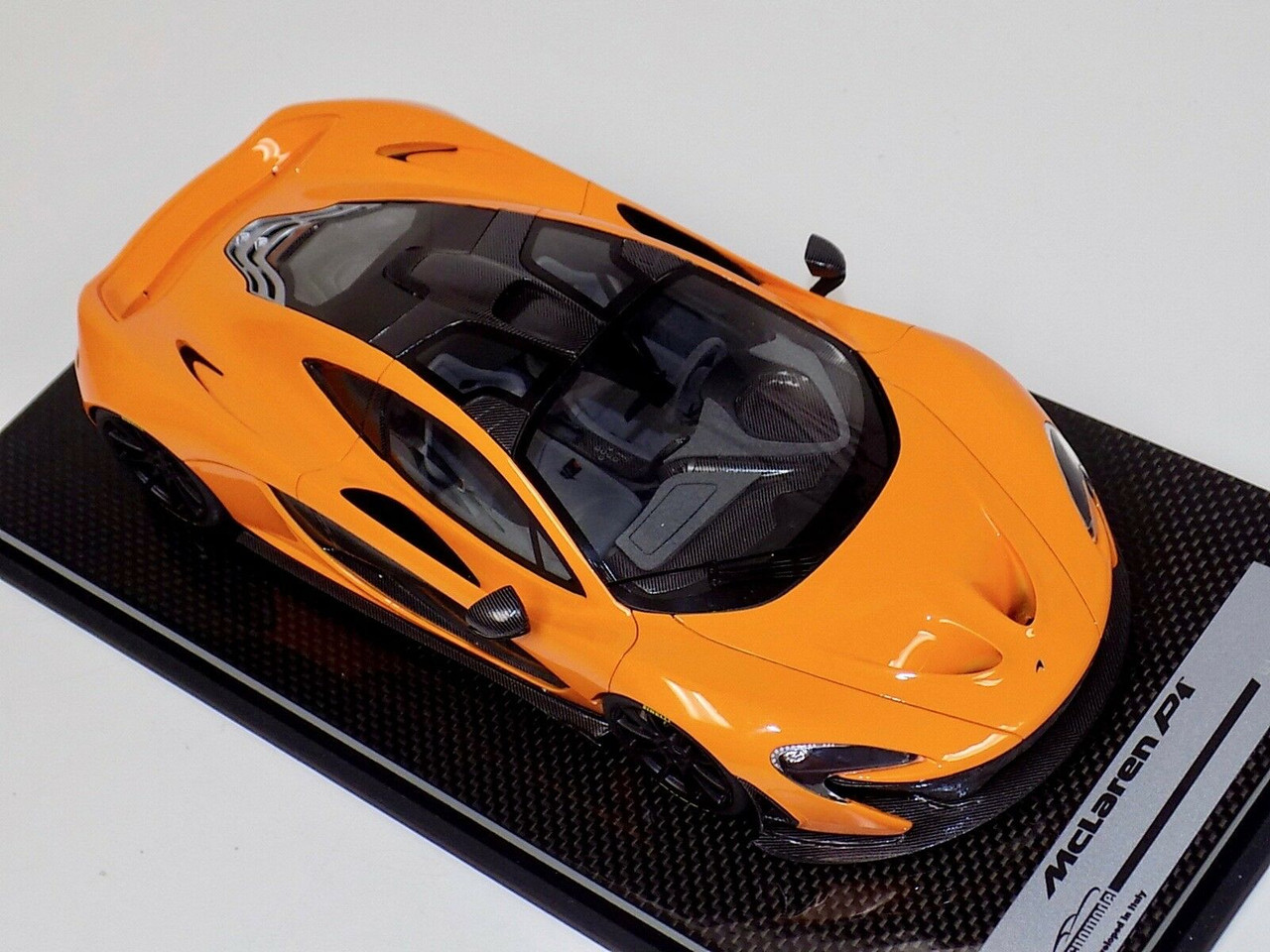 1/18 Tecnomodel McLaren P1 (Papaya Orange with Black Wheels) with Carbon Base Resin Car Model Limited 01/50