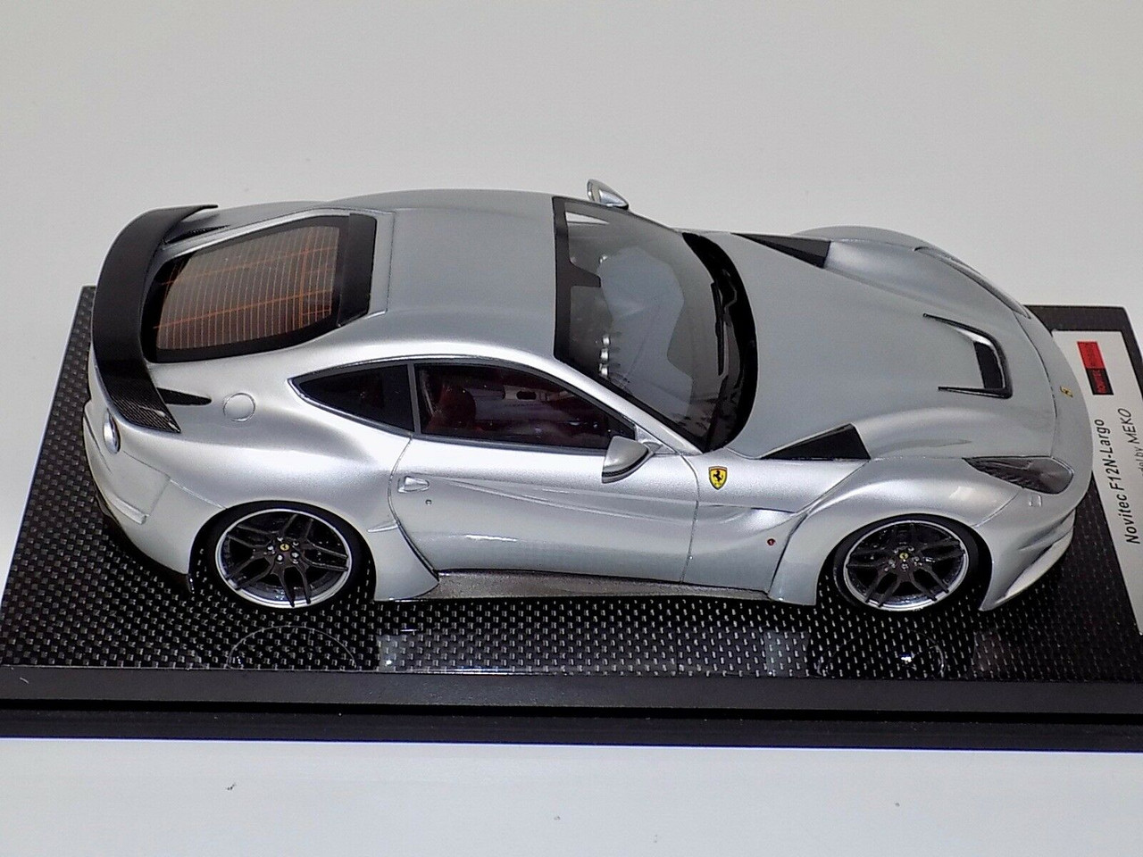 1/18 MEKO Ferrari F12 N-Largo Novitec Rosso Gloss Silver with Carbon Base Resin Car Model Limited 04/05