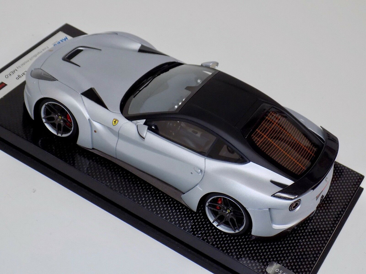 1/18 MEKO Ferrari F12 N-Largo Novitec Rosso Matt Silver with Carbon Base Resin Car Model Limited 05/05