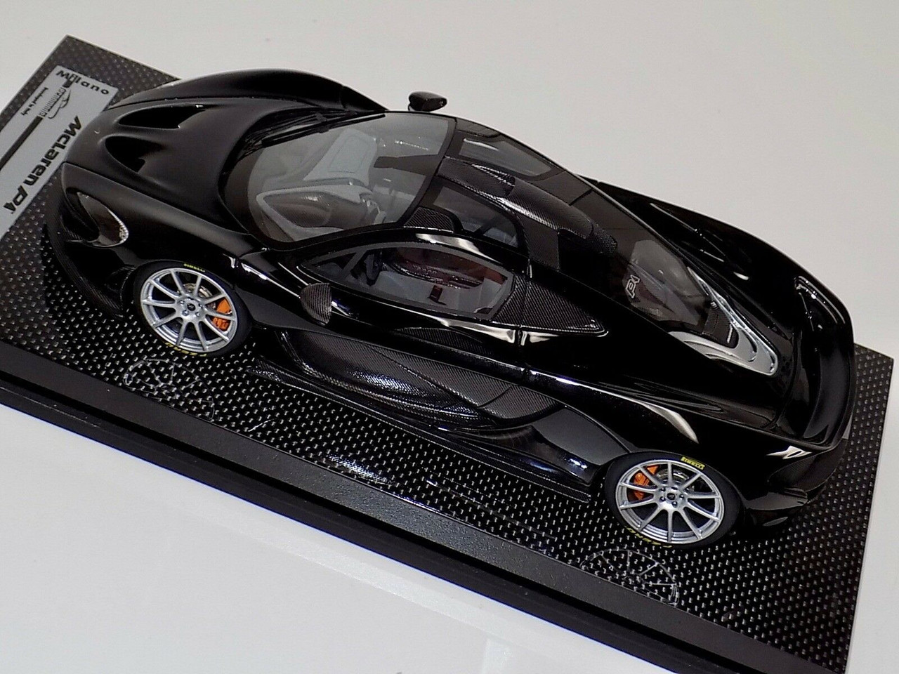 1/18 Tecnomodel McLaren P1 (Gloss Black with Silver wheels) with Carbon Base Resin Car Model Limited 01/25