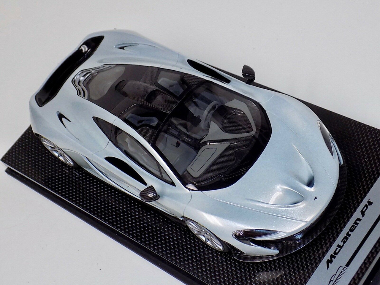 1/18 Tecnomodel McLaren P1 (Ice Silver with Silver wheels & Black Rear Wing) with Carbon Base Resin Car Model Limited 01/07