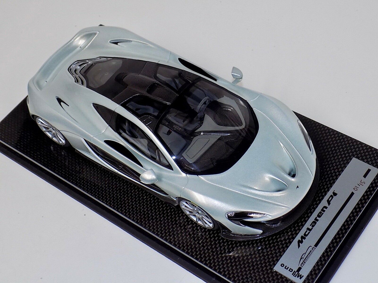 1/18 Tecnomodel McLaren P1 (Ice Silver with Silver wheels) with Carbon Base Resin Car Model Limited 01/15