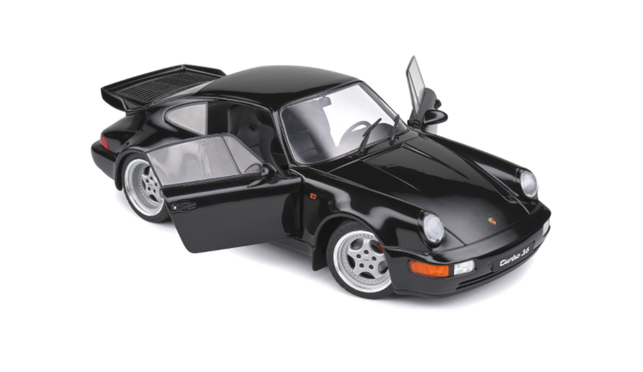 Porsche 911 Turbo Coupe 3.6 1993 ミニカー、クロ 1/18 Solido 1993 Porsche 911 (964) Turbo 3.6 (Black) Diecast
