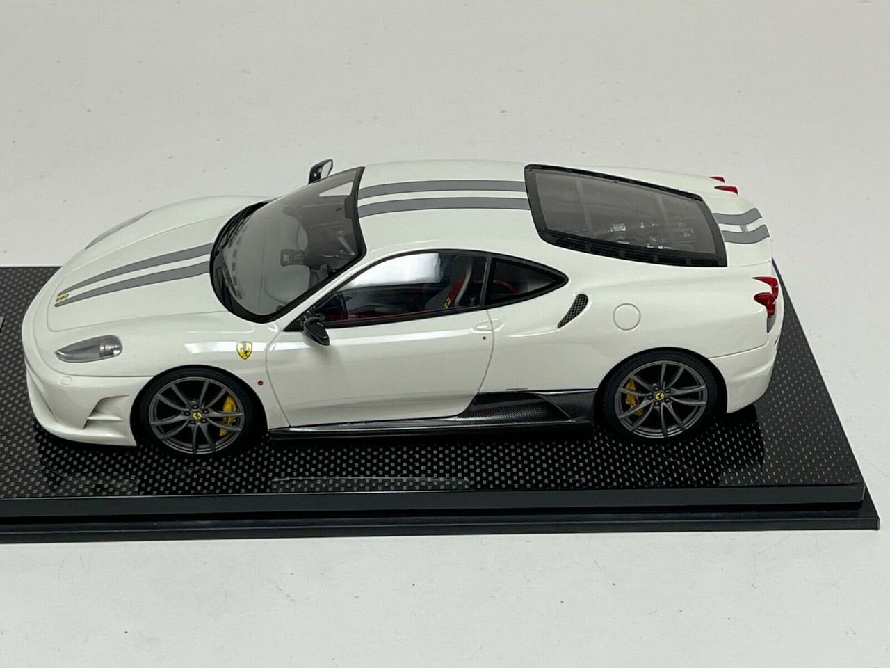 1/18 Looksmart Ferrari F430 Scuderia Avus White Silver Stripe Titanium Wheels Resin Car Model