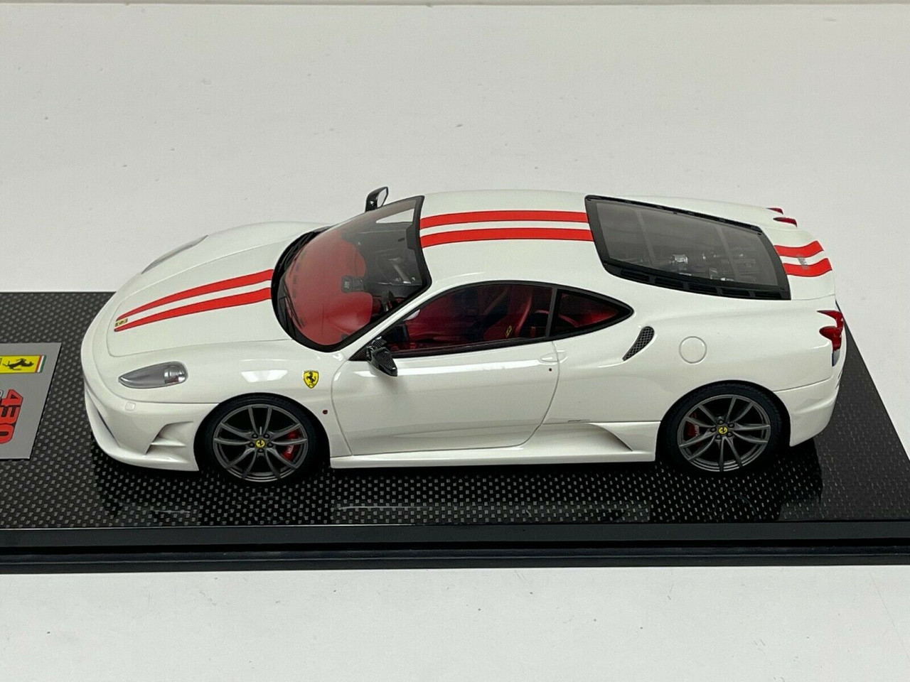 1/18 Looksmart Ferrari F430 Scuderia Avus White Red Stripe Titanium Wheels Resin Car Model