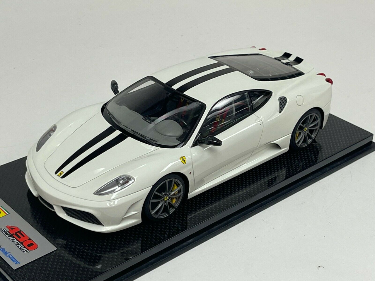 1/18 Looksmart Ferrari F430 Scuderia Avus White Black Stripe Titanium Wheels Resin Car Model