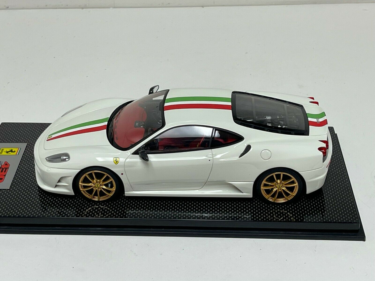 1/18 Looksmart Ferrari F430 Scuderia Avus White Italian Stripe Gold Wheels Resin Car Model