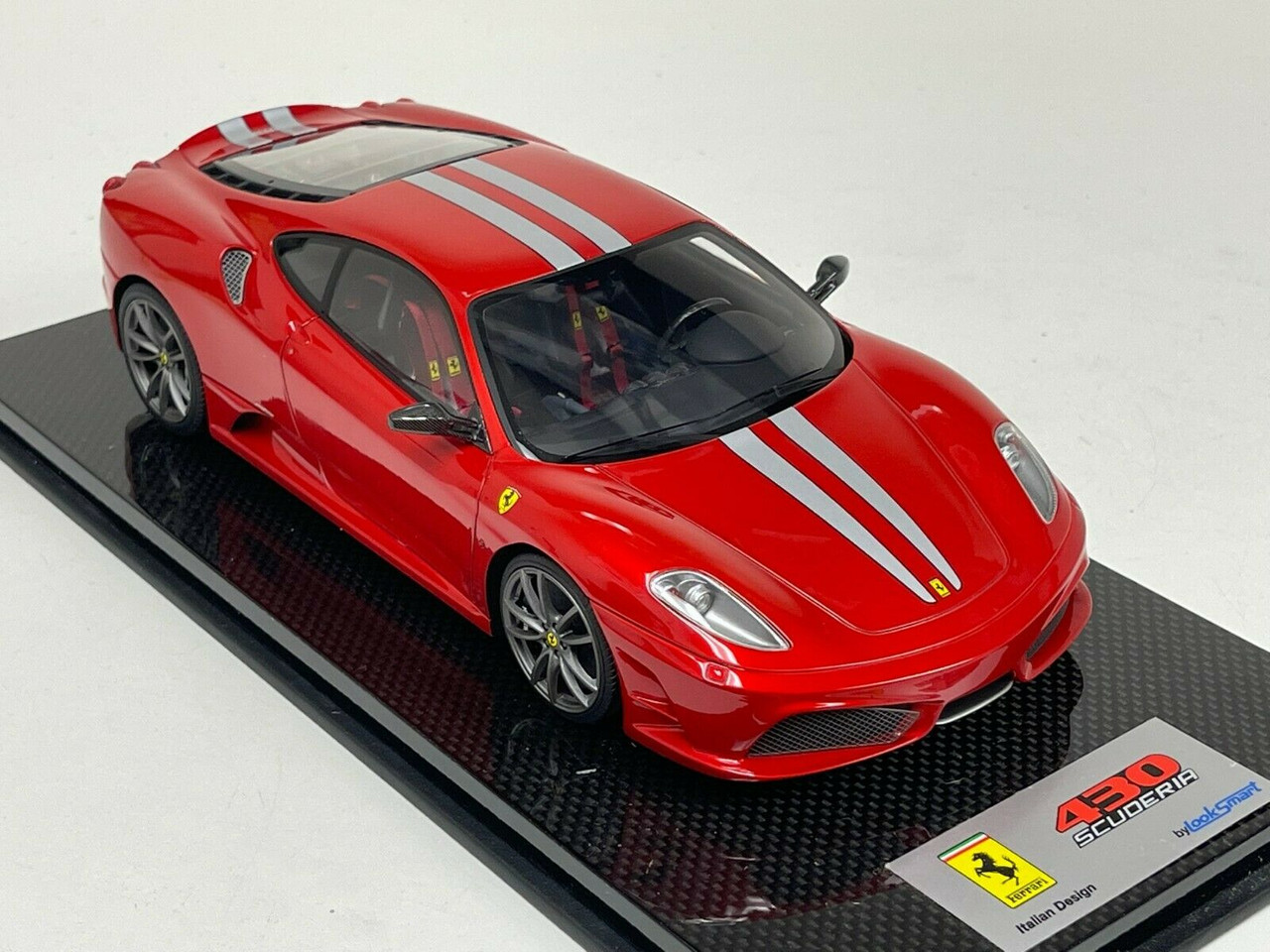 1/18 Looksmart Ferrari F430 Scuderia Rosso Red F1 Silver Stripe