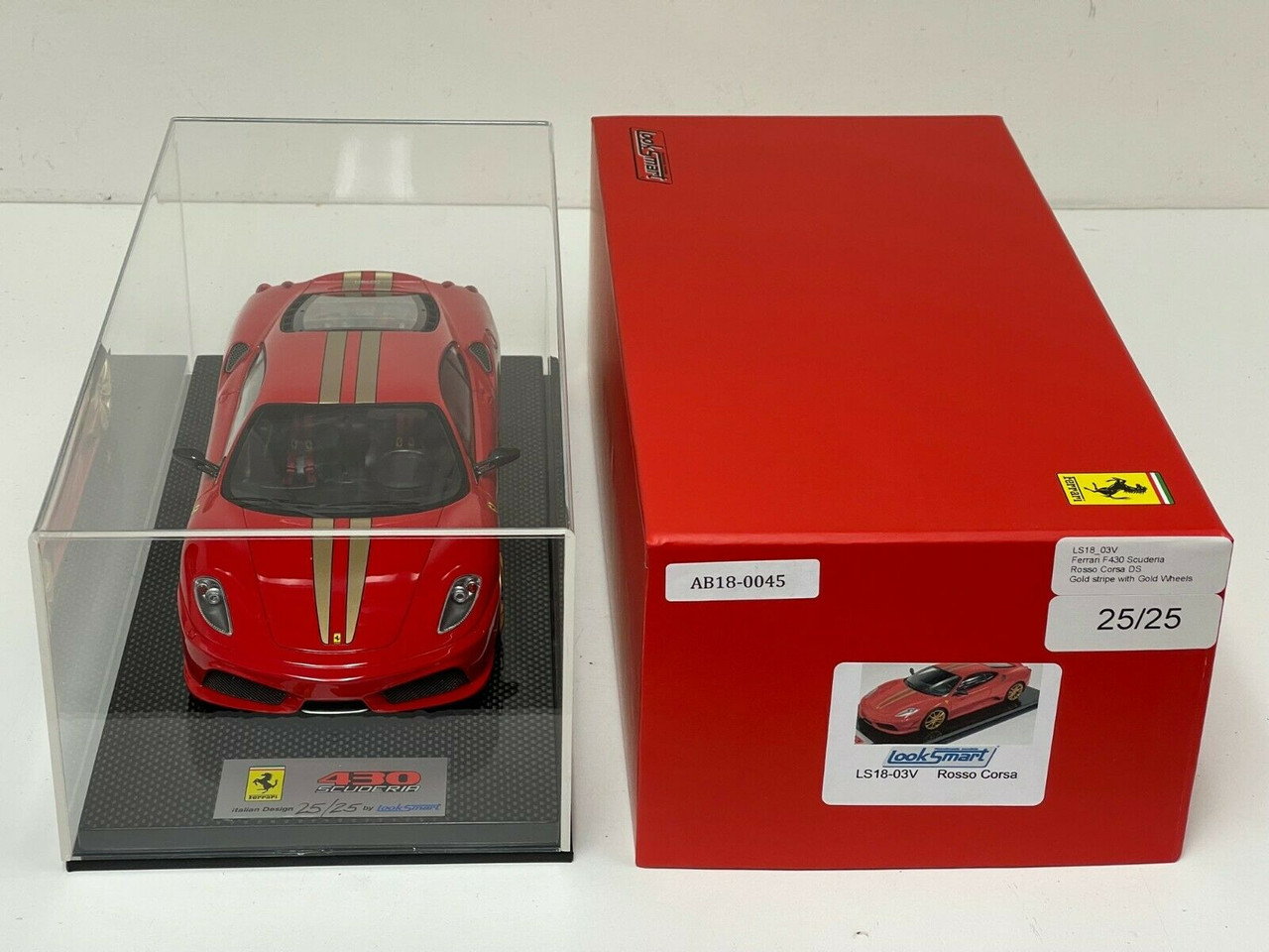 1/18 Looksmart Ferrari F430 Scuderia Red Gold Stripe Gold Wheels 