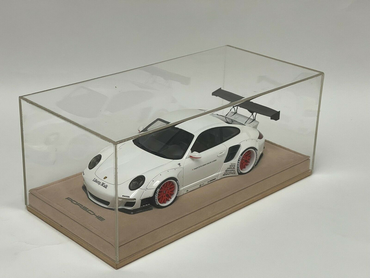 1/18 Porsche 911 997 Liberty Walk LB Performance (Gloss White with Red Wheels) Resin Car Model