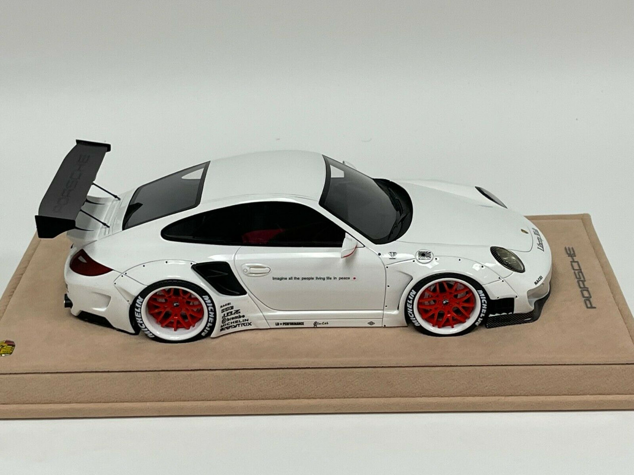 1/18 Porsche 911 997 Liberty Walk LB Performance (Gloss White with Red Wheels) Resin Car Model