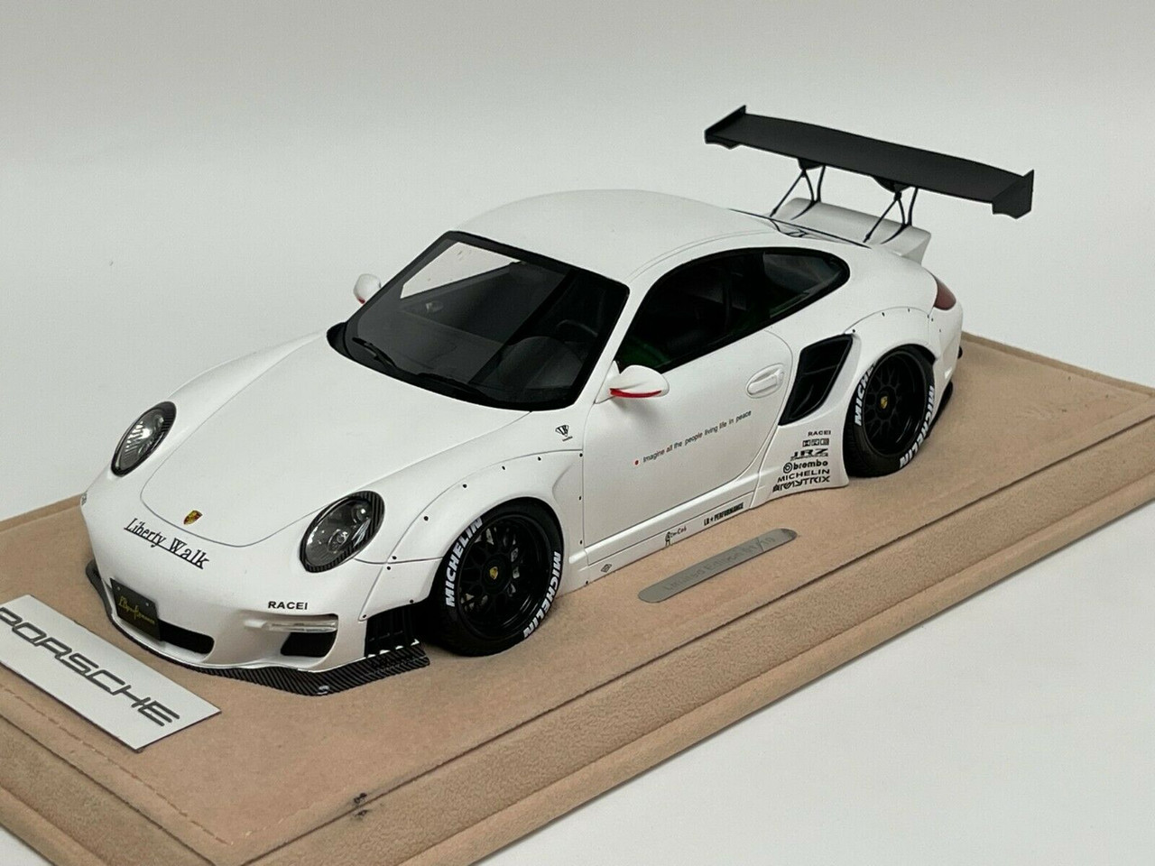 1/18 Porsche 911 997 Liberty Walk LB Performance (Matte White with Black  Wheels) Resin Car Model Limited #01/10