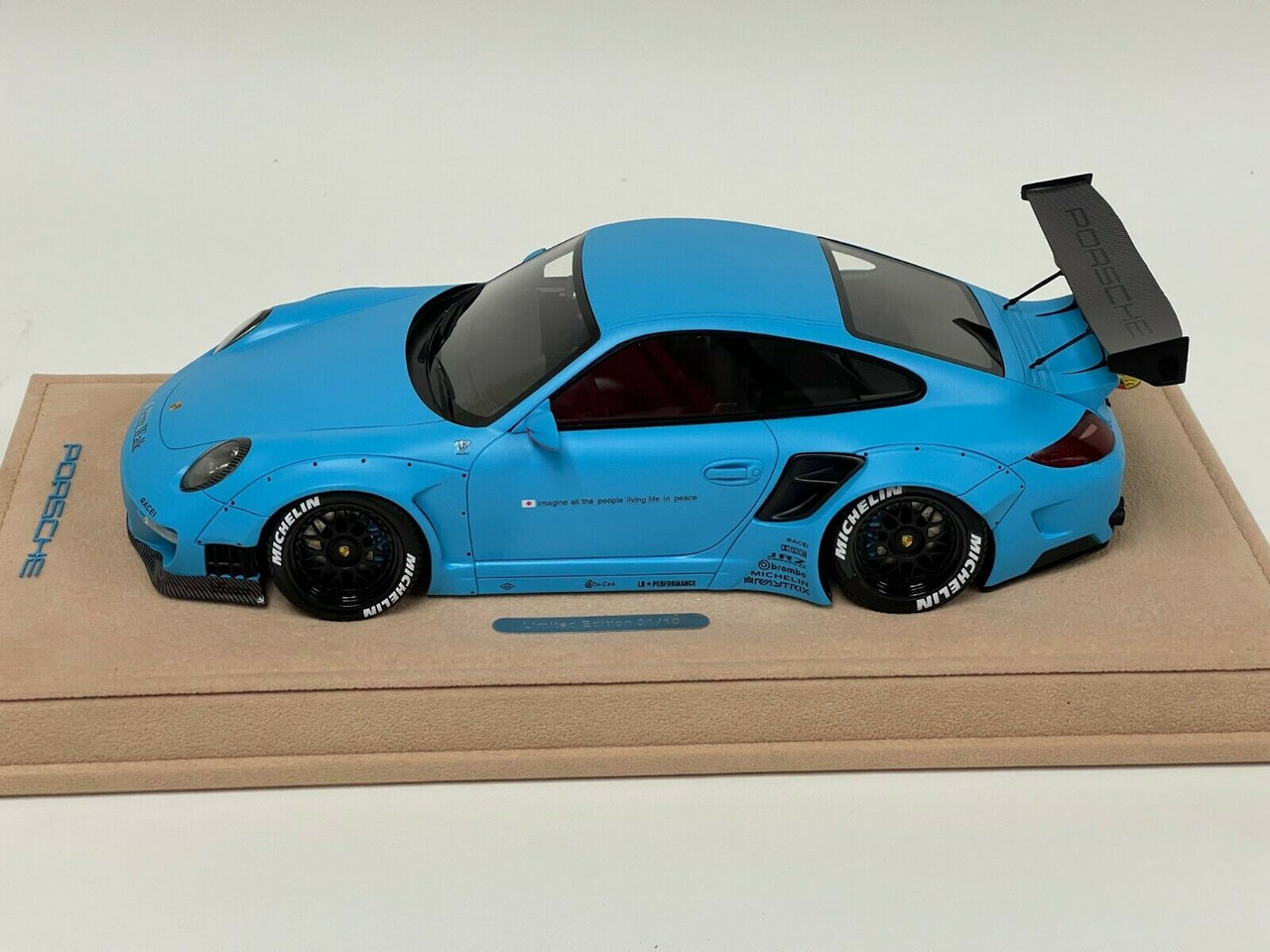 1/18 Porsche 911 997 Liberty Walk LB Performance (Matte Baby Blue with Black Wheels) Resin Car Model Limited #01/10