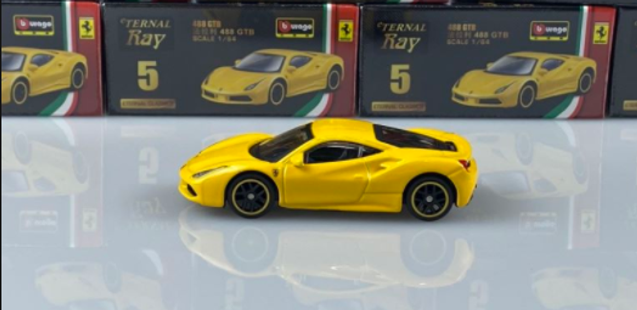 1/64 bburago FERRARI 488 GTB Yellow Diecast Car Model