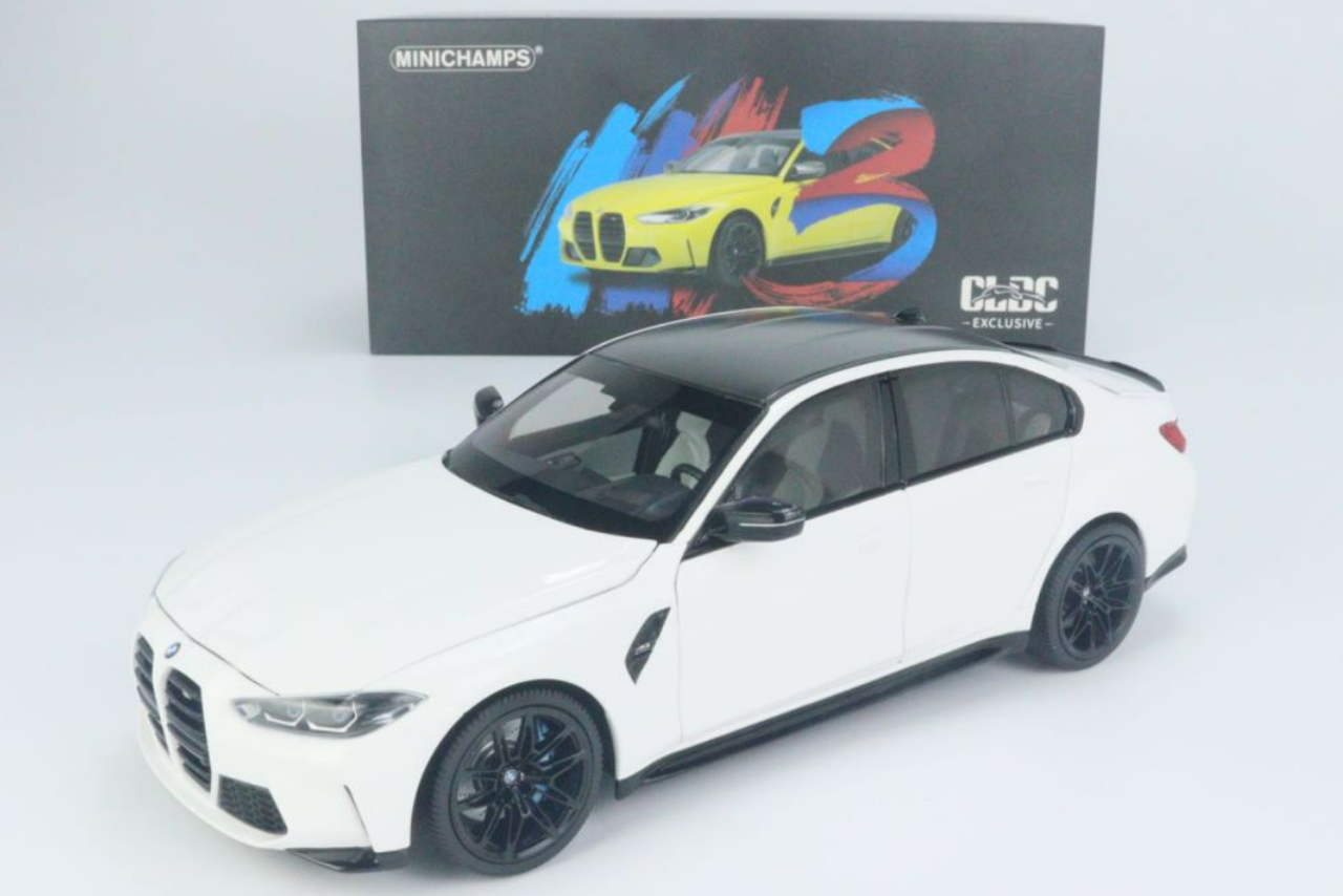 1/18 Minichamps BMW G80 M3 Competition (2020-Present) (Alpine White) Fully Open Diecast Car Model Limited 500 Pieces