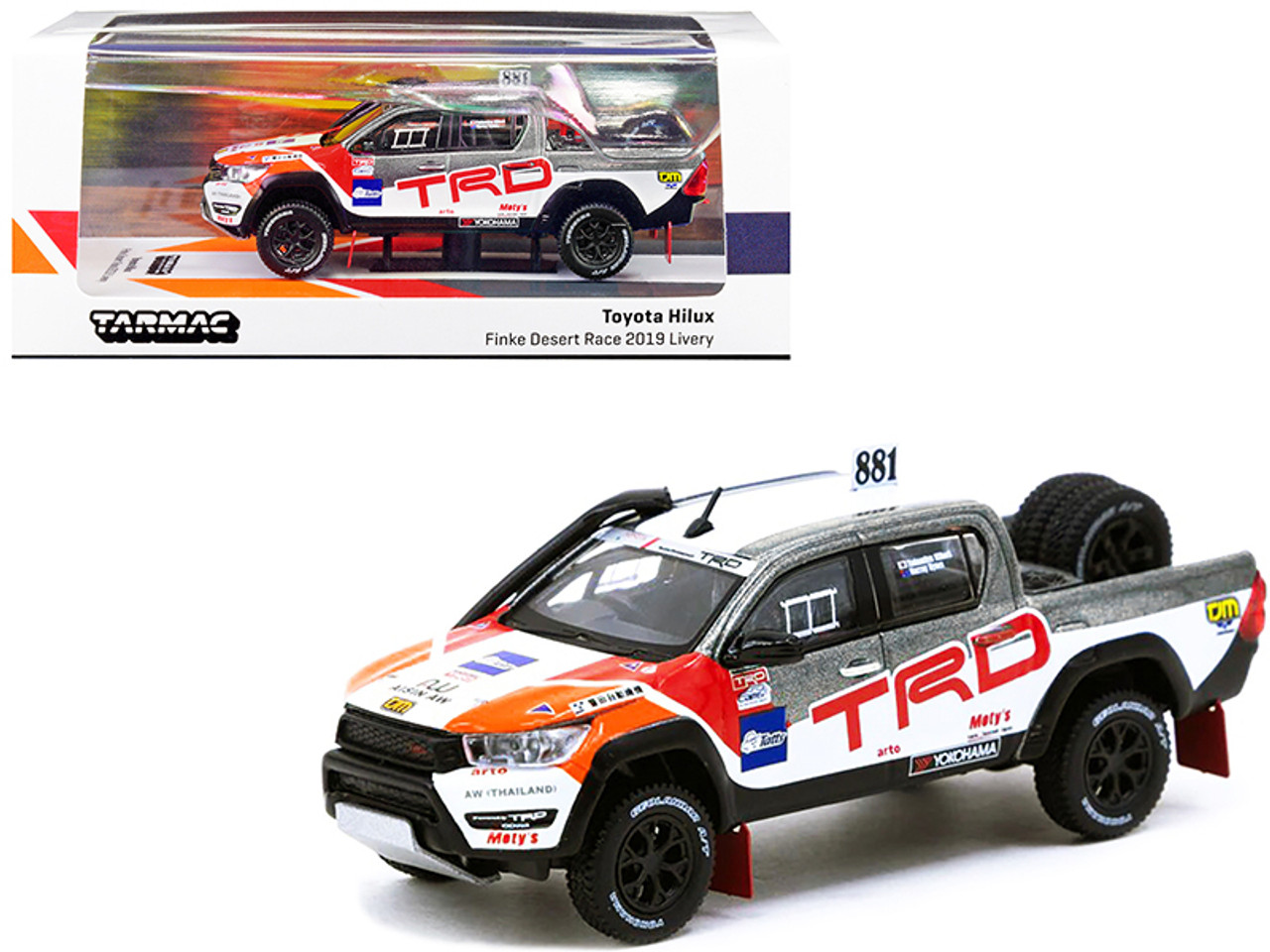 Toyota Hilux Pickup Truck RHD (Right Hand Drive) #881 TRD "Tatts" Finke Desert Race (2019) 1/64 Diecast Model Car by Tarmac Works