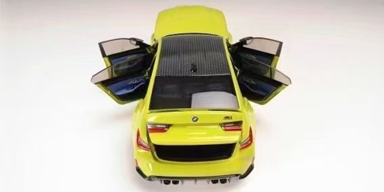1/18 Minichamps BMW G80 M3 Competition (2020-Present) (Sao Paulo Yellow) Fully Open Diecast Car Model Limited 1000 Pieces