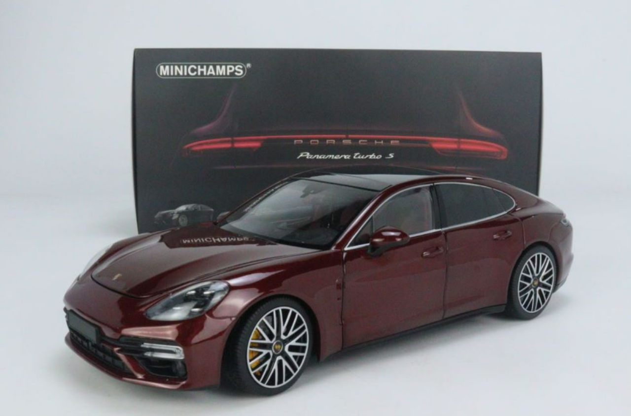 1/18 Minichamps Porsche Panamera Turbo S (Cherry Metallic Red) Fully Open Diecast Car Model Limited 500 Pieces