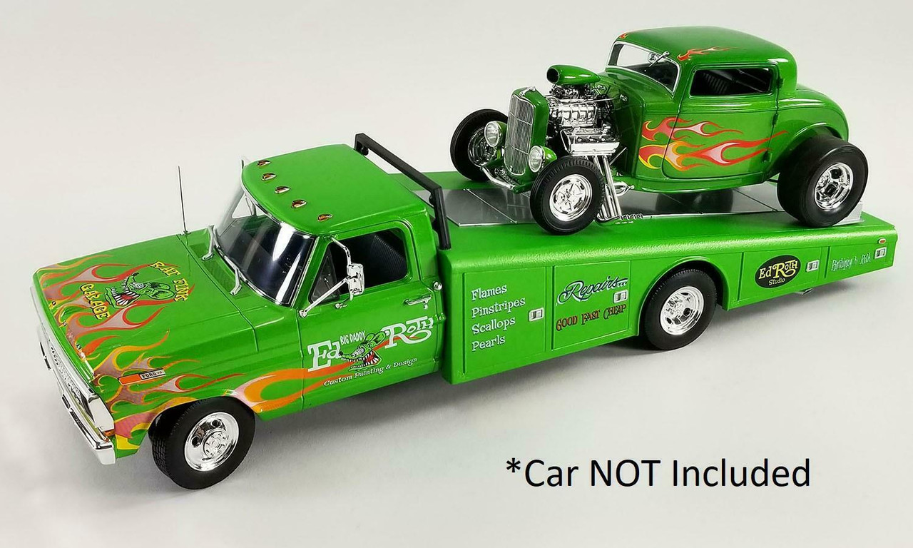 1/18 ACME 1970 Ford F-350 Ramp Truck Rat Fink (Green) Diecast Car Model