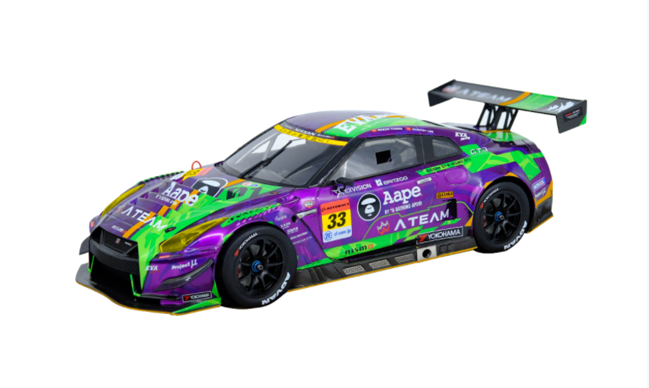 Nissan GT-R Nismo GT30 EVA RT Test Type-01 #33 Aape x Eva Racing Kakusei  Edition NISMO Festival (2019) MINI GT x Pop Race 1/64 Diecast Model Car by  True Scale Miniatures 