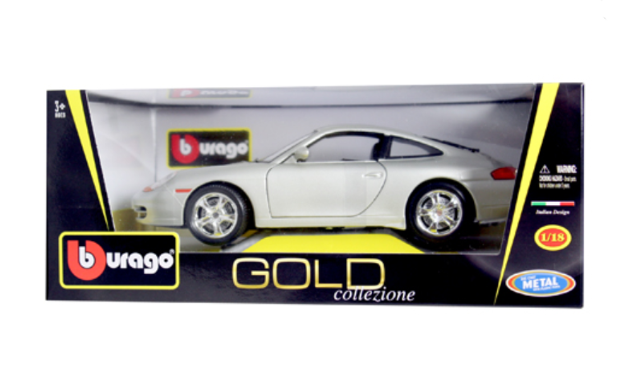 1/18 Bburago Porsche 911 Carrera Silver Diecast Car Model