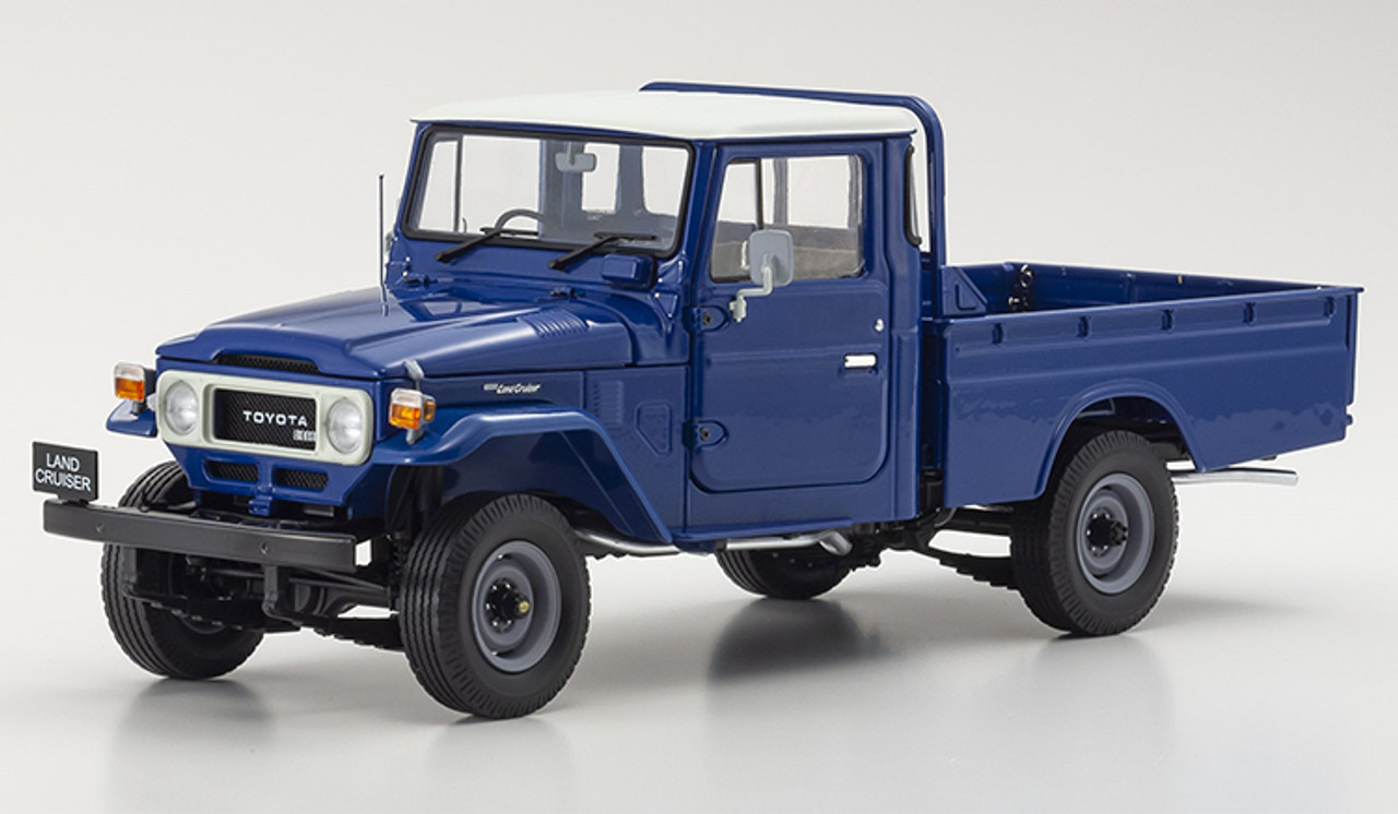 Toyota Land Cruiser 40 RHD (Right Hand Drive) Pickup Truck Blue with Matt Off White Top 1/18 Diecast Model Car by Kyosho