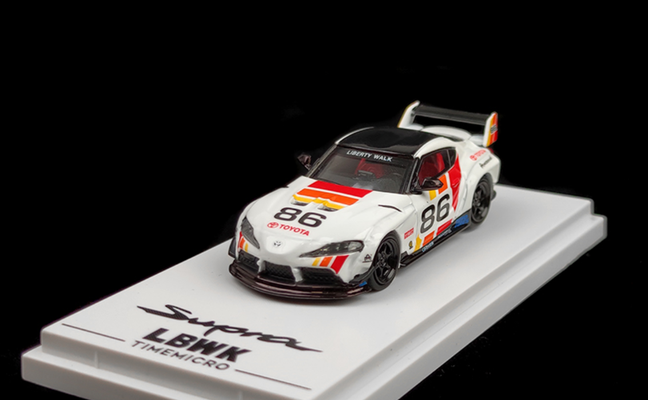 1/64 Time Micro Toyota Supra #86 Decal White Standard Edition Car Model