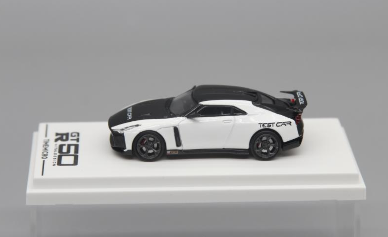 1/64 Time Micro Nissan Skyline GT-R GTR50 GT-R50 by Italdesign Test Car (White & Black) Standard Edition Diecast Car Model