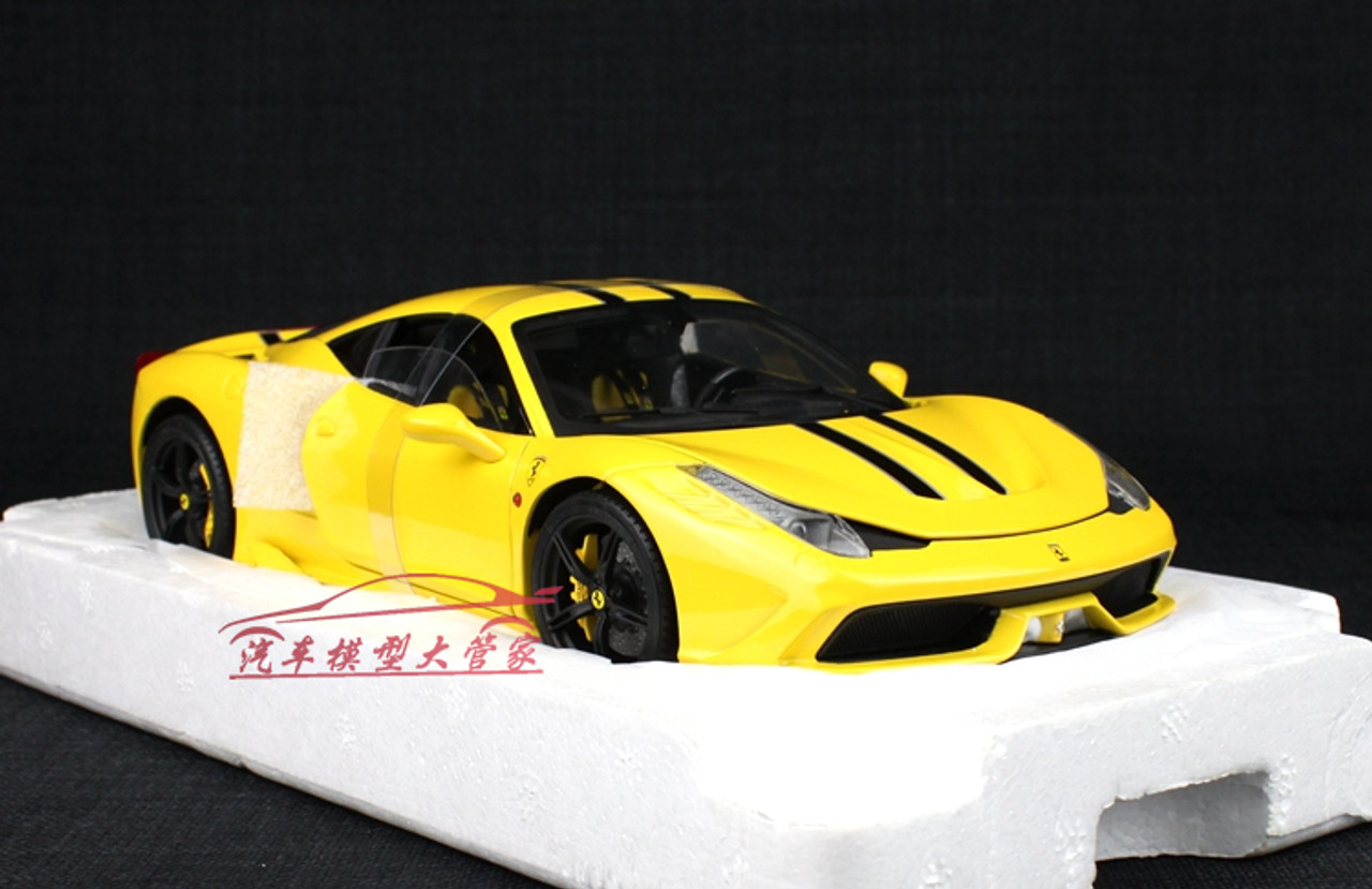 1/18 Hot Wheels Hotwheels Elite Ferrari 458 Speciale (Yellow) Diecast Model