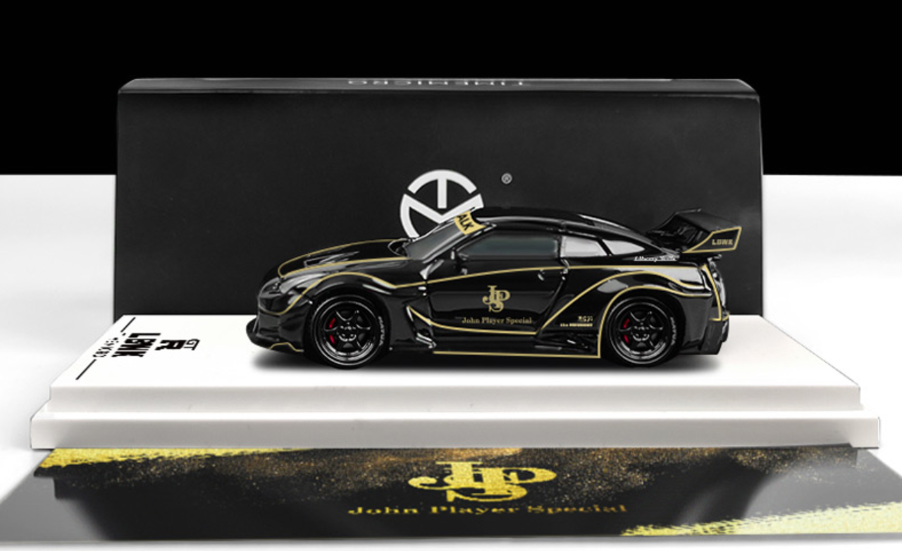 1/64 Time Micro Nissan GT-R GTR R35 3.0 LBWK (Black with Gold Accent) Standard Edition Car Model