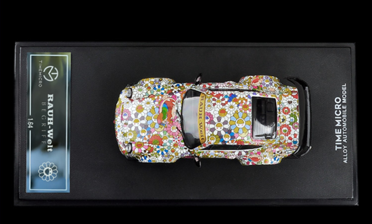 1/64 Time Model Porsche 911 964 RWB Kaikai Kiki Takashi Murakami Sunflower Theme Car Model