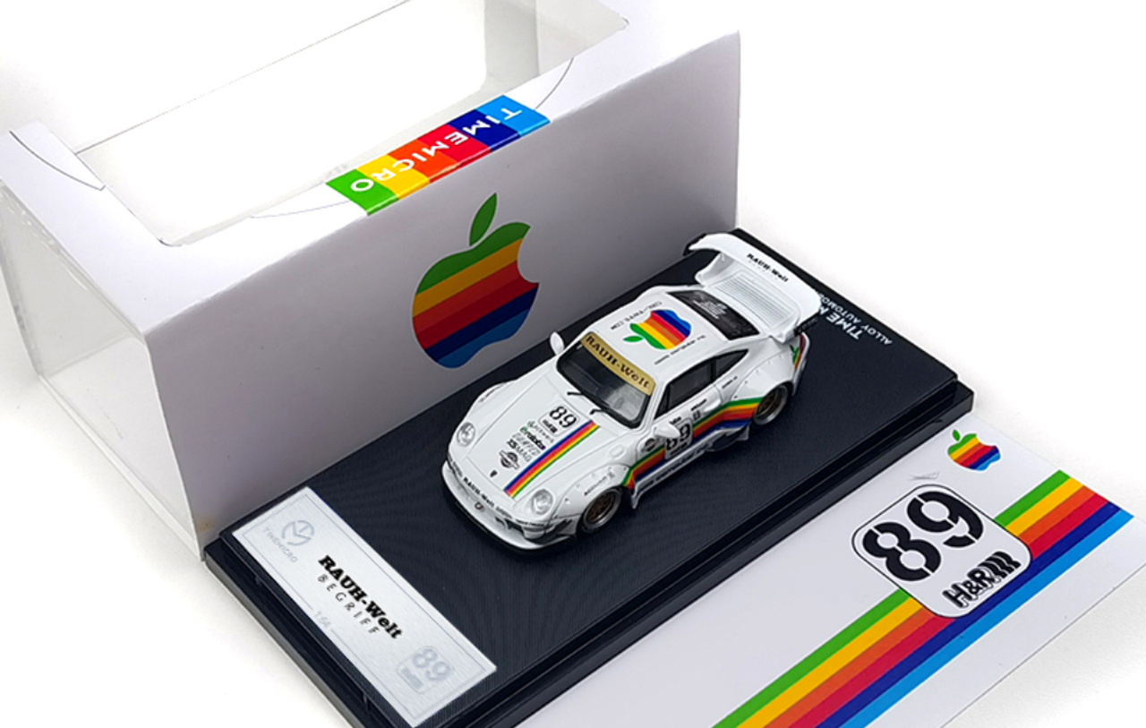 1/64 Time Micro Porsche 911 993 RWB White Apple Edition Car Model