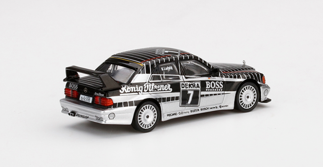 1/64 Mini GT 1990 Mercedes Benz 190E 2.5-16 Evolution II #7 Klaus Ludwig AMG-Mercedes Team DTM Deutsche Tourenwagen Meisterschaft Limited Edition Diecast Car Model