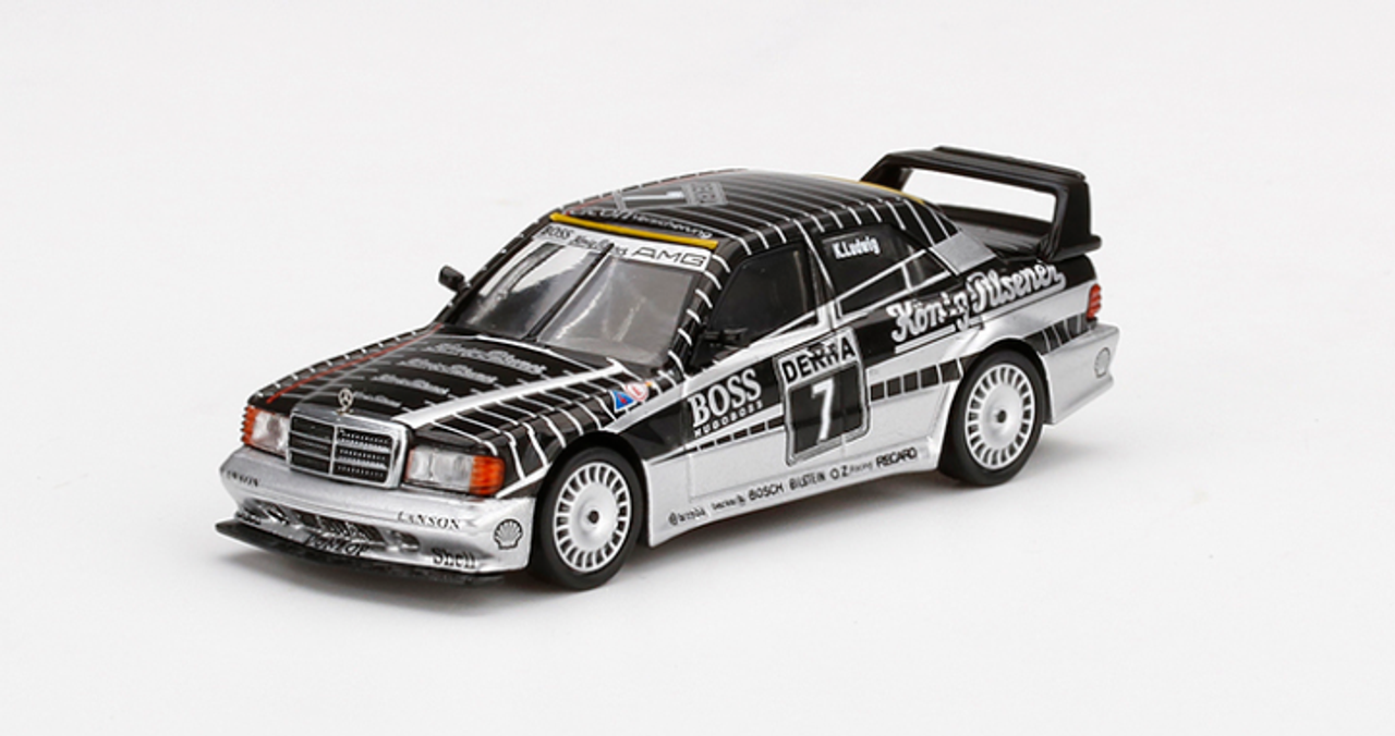 1/64 Mini GT 1990 Mercedes Benz 190E 2.5-16 Evolution II #7 Klaus Ludwig AMG-Mercedes Team DTM Deutsche Tourenwagen Meisterschaft Limited Edition Diecast Car Model