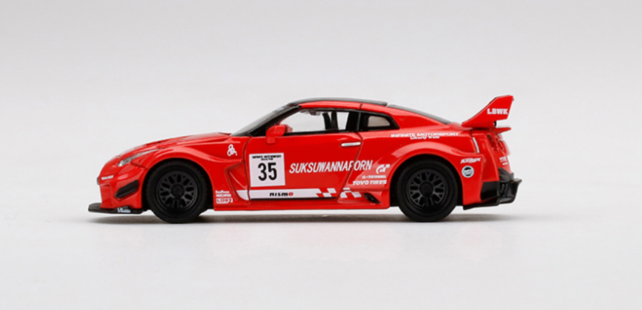 1/64 Mini GT Nissan 35GT-RR Ver.1 LB-Silhouette Works GT LBWK RHD (Right Hand Drive) #35 Red with Black Top and Graphics Limited Edition Diecast Car Model