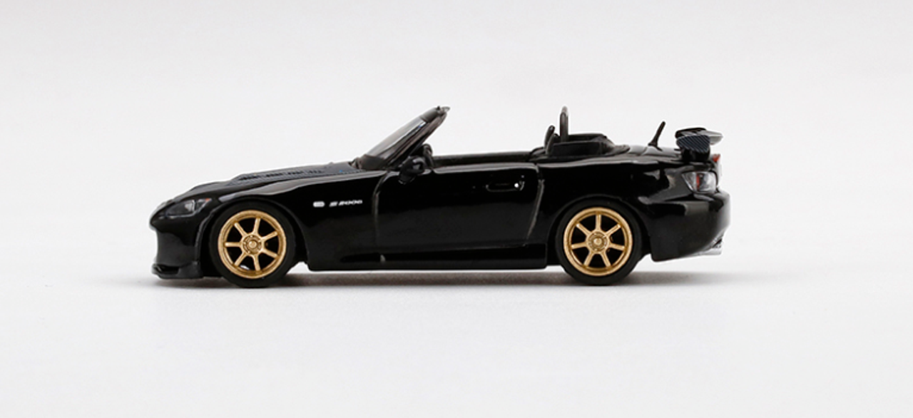 Honda S2000 (AP2) Mugen Convertible Berlina Black with Carbon Hood and Gold Wheels Limited Edition to 3600 pieces Worldwide 1/64 Diecast Model Car by True Scale Miniatures