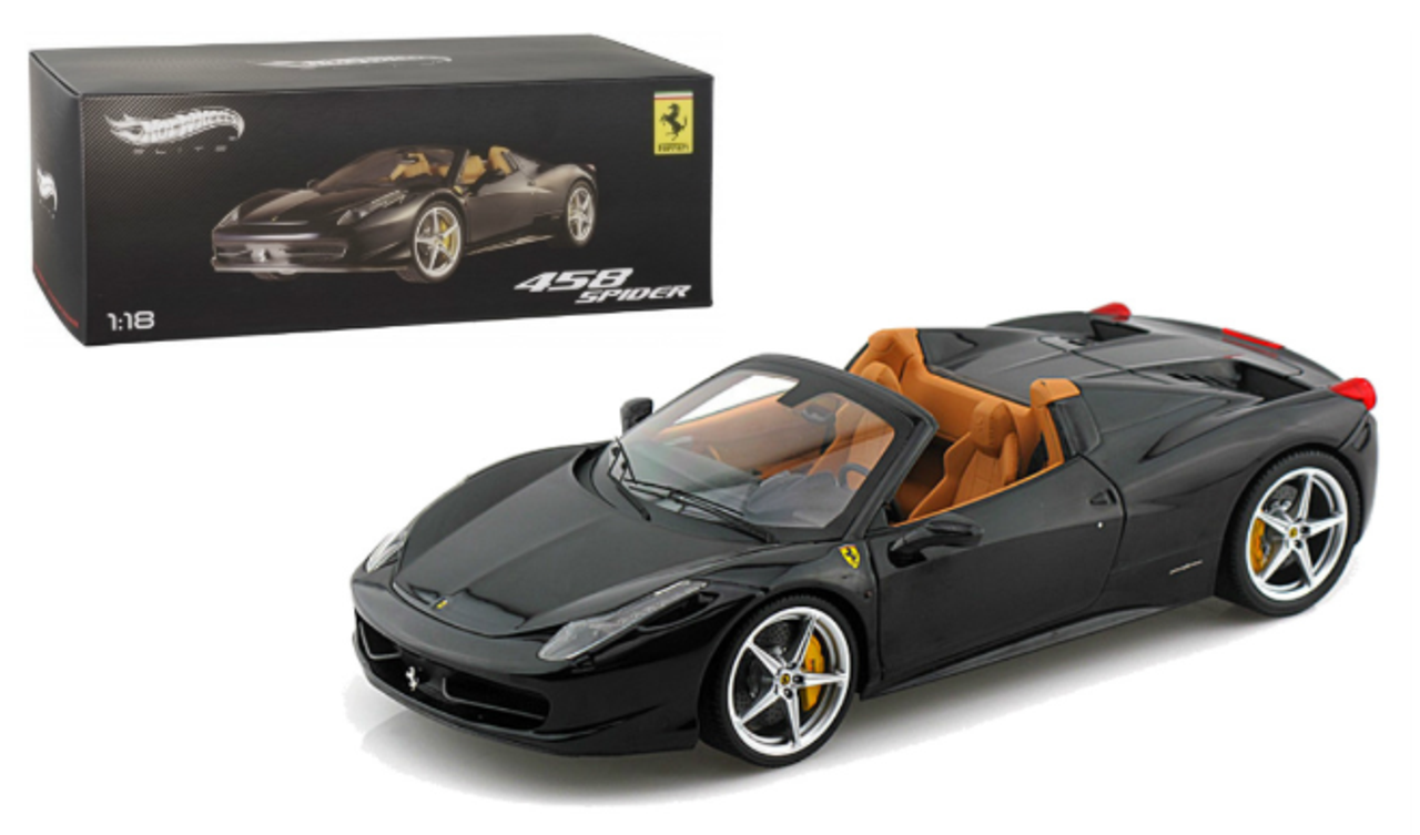 1/18 Hot Wheels Hotwheels Elite Ferrari 458 Italia Spider (Black) Diecast Model