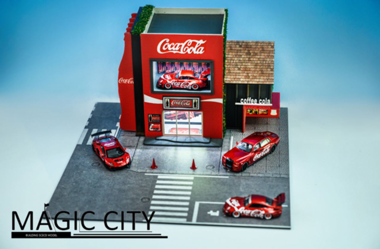 1/64 Magic City Japanese Street View Coca-Cola Showroom Diorama (Car Models NOT Included)