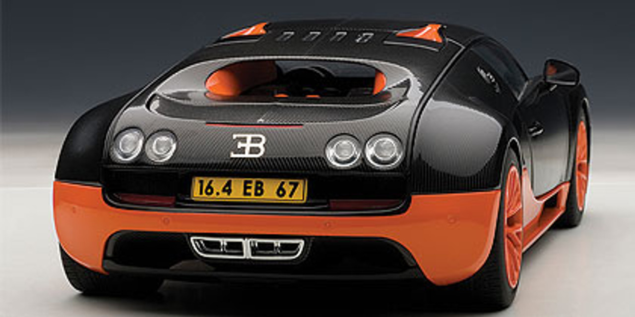 RARE 1/18 AUTOart BUGATTI VEYRON SUPER SPORT WORLD RECORD(BLACK/ORANGE  SKIRTS)(LIMITED EDITION OF 1,000 PCS WORLDWIDE) Diecast Model 70935