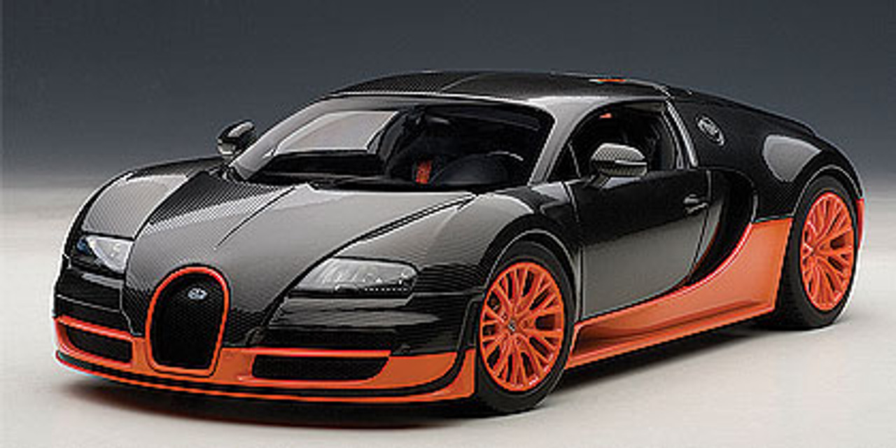 RARE 1/18 AUTOart BUGATTI VEYRON SUPER SPORT WORLD RECORD(BLACK/ORANGE  SKIRTS)(LIMITED EDITION OF 1,000 PCS WORLDWIDE) Diecast Model 70935