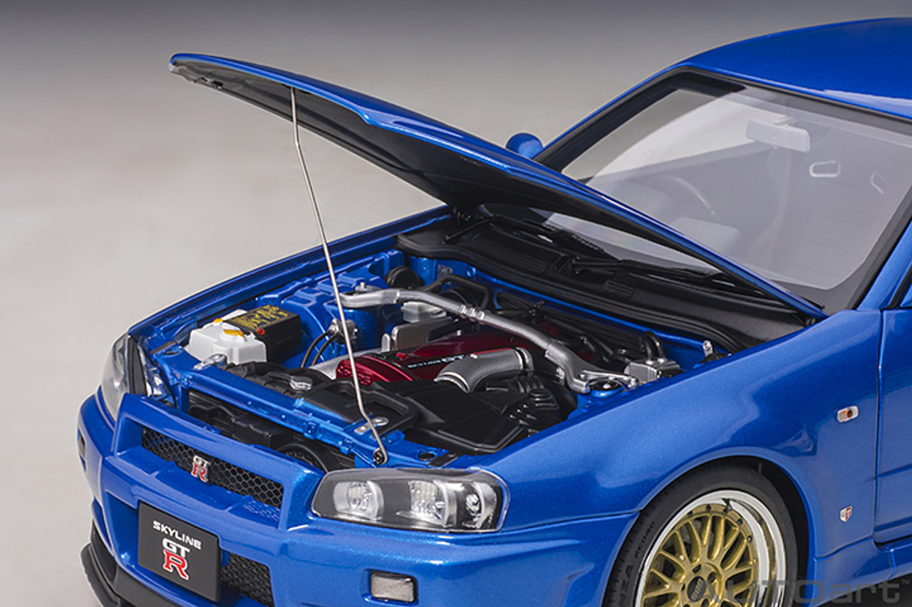 1/18 AUTOart NISSAN SKYLINE GT-R (R34) V-SPEC II W/ BBS LM WHEELS (BAYSIDE  BLUE) Car Model