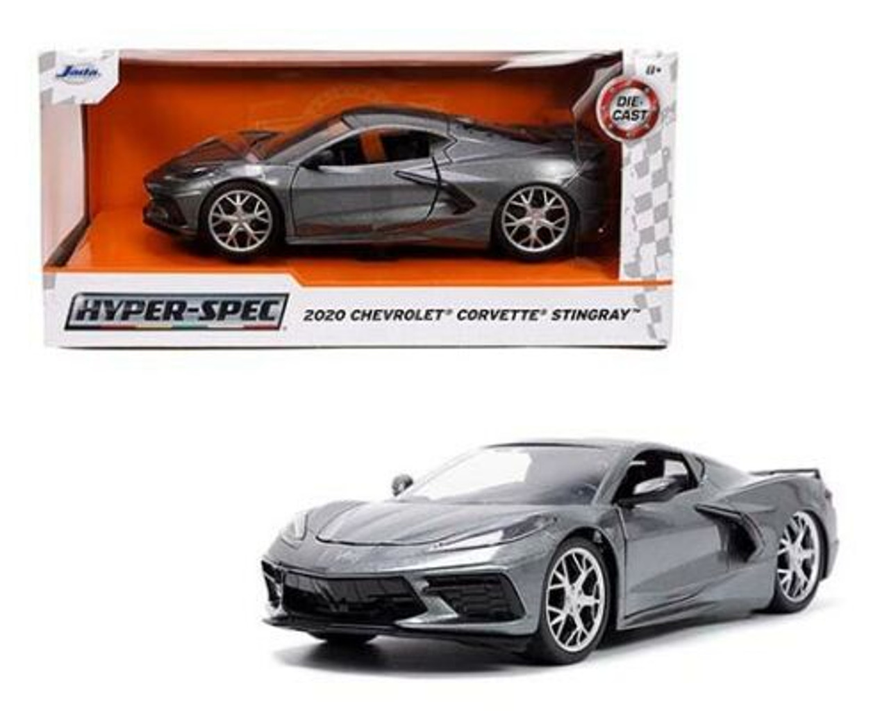 1/24 Jada 2020 Chevrolet Chevy Corvette Stingray C8 Grey Diecast Car Model