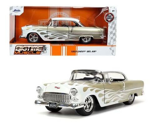 1/24 Jada 1955 Chevrolet Chevy Bel Air Belair (Silver w/flames