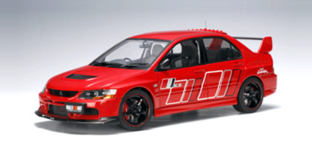 AUTOart 1/18 Mitsubishi Lancer Evolution IX – RALLIART Rouge – Moulée Sous Pression – 77196