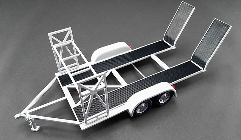 1/18 ACME Car Hauler Trailer with Tire Rack (White) Diecast Model