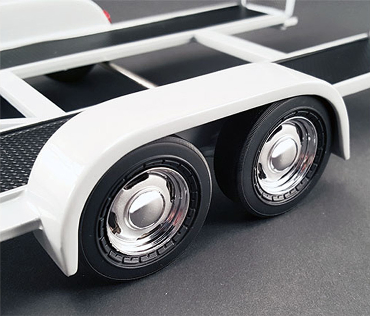 1/18 ACME Car Hauler Trailer with Tire Rack (White) Diecast Model