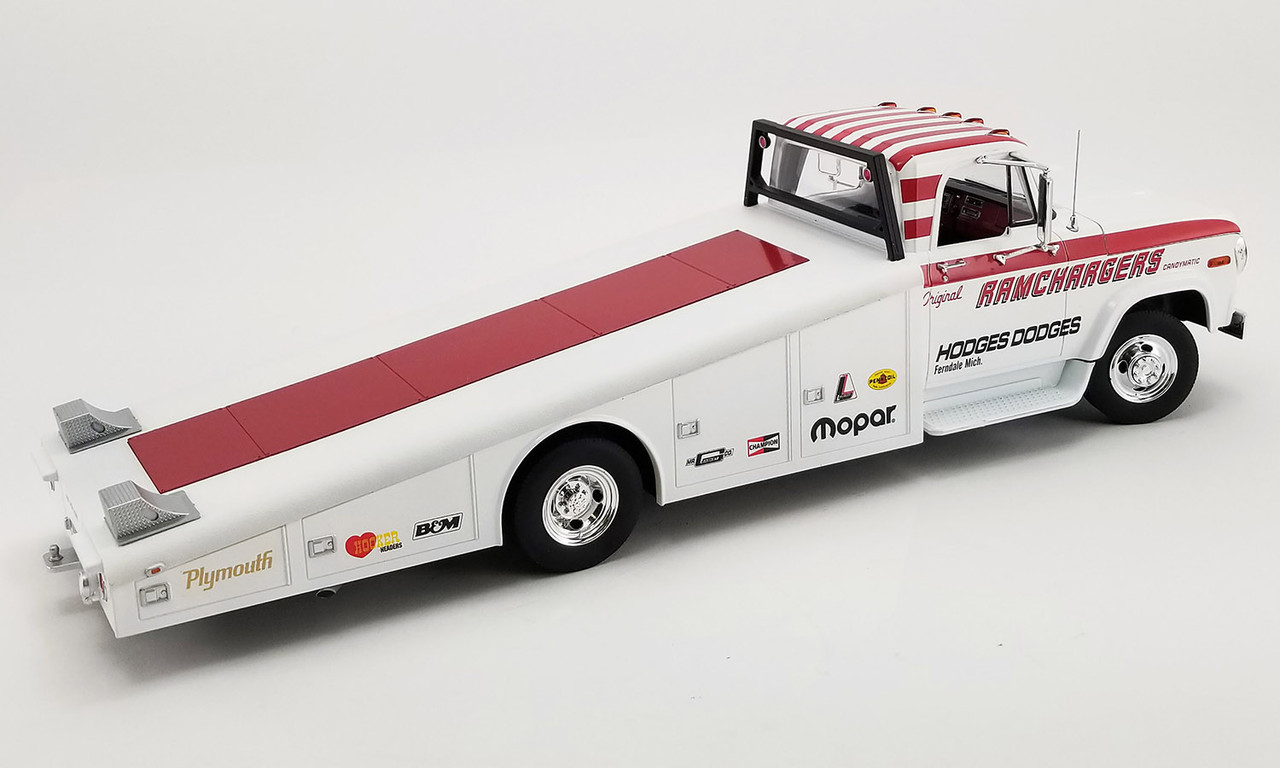 1/18 ACME 1970 Dodge D-300 Ramp Truck (White) Diecast Car Model Limited 434 Pieces