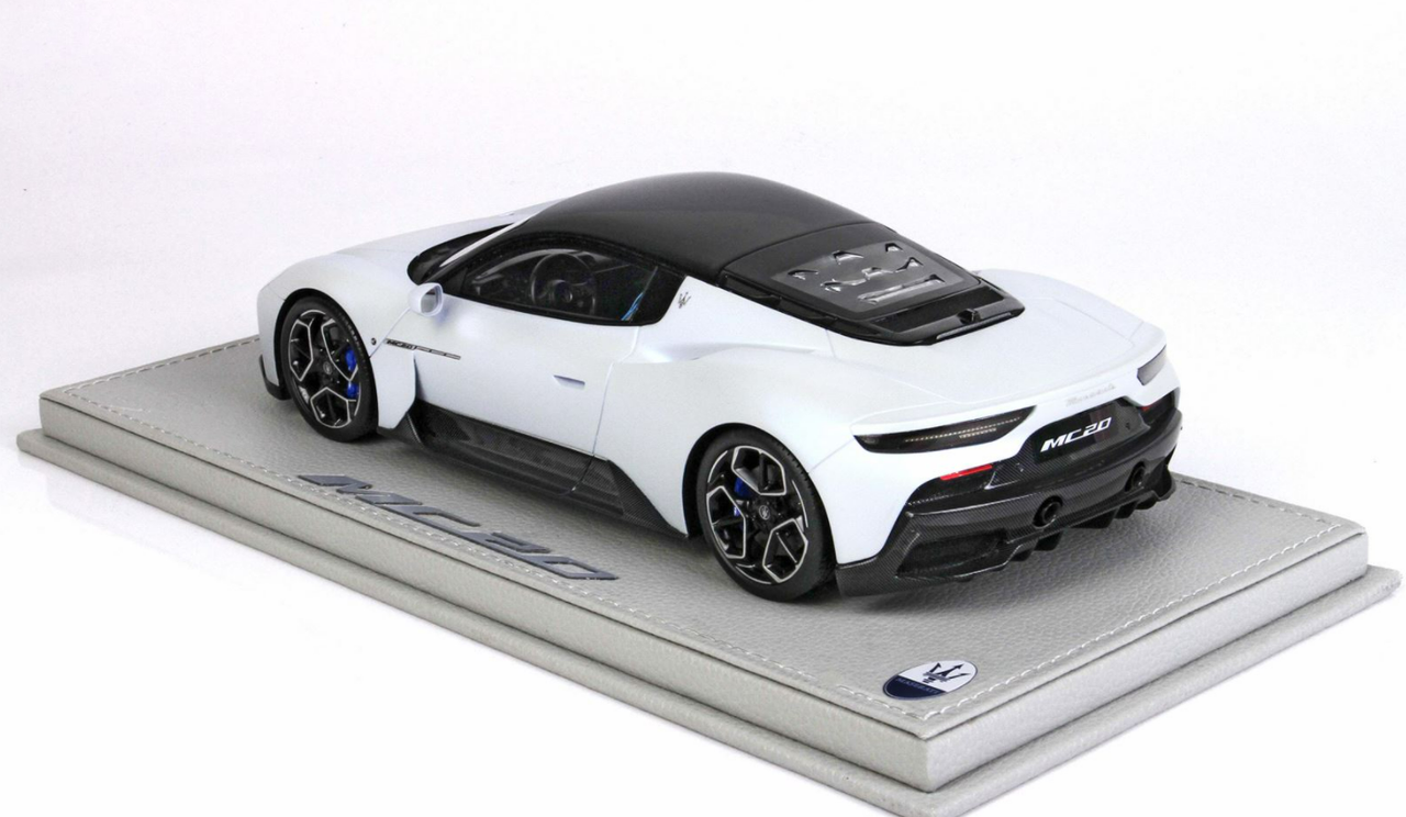 1/18 BBR Maserati MC20 2020 (Audace White) with Showcase Cover Resin Car Model Limited 300 Pieces