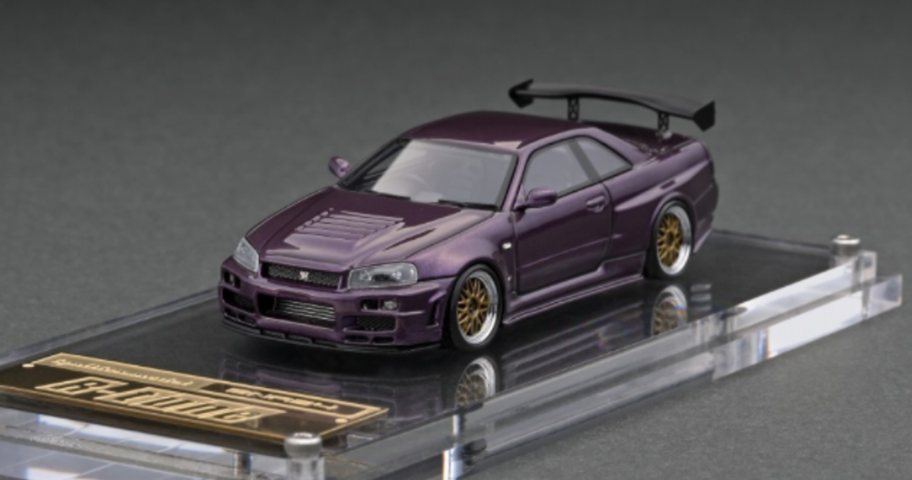  1/64 Ignition Model Nismo R34 GT-R R-tune Purple Resin Car Model